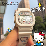 正港X三丽鸥学生手表初高中生印花儿童电子手表女Hello Kitty生日礼物 凯蒂猫-彩印白色X
