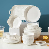 摩登主妇陶瓷盘子欧式创意浮雕碗盘套装简约菜盘餐盘家用餐具盘碟 北欧物语8英寸饭盘 明细见图二