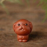 宇轩茶宠紫砂迷你可爱小萌猪可养 指尖掌中小狗小宠 袖珍小号摆件 旺财狗红色