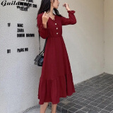 贵兰姿法式连衣裙女夏季新款2025年女神范小个子时尚气质小香风仙女裙子 红色长 L【105-120斤】
