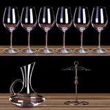 格娜斯（CRISTALGLASS） 水晶玻璃红酒杯套装高脚杯醒酒器勃艮第家用葡萄酒杯高档酒具 360ml 6支+带把醒酒器+古铜杯架