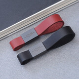 周末先生汽车真皮钥匙扣钥匙挂件腰带男人钥匙扣奥迪宝马奔驰简约礼品定制 手扣_黑色+红色（2条）