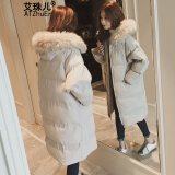 艾珠儿棉服女2024冬季新款棉服外套女冬加厚棉袄中长款棉衣面包服女 米灰色 L