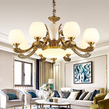 凯特皇菲 欧式吊灯全铜客厅灯简约大气轻奢灯具美式铜灯卧室餐厅灯具 8908 8头铜灯