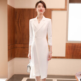 J-ME春季新款时尚职业西装裙小众设计高端女神范气质御姐风白色连衣裙 白色 L 105-115斤