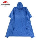 Naturehike挪客户外登山徒步雨披 三合一天幕骑行旅游便携背包防雨衣 210T格子布-天蓝