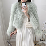 傲列2025秋冬加密双面编织貉子毛皮草外套女短款毛毛大衣年轻新款海宁 薄荷绿 均码