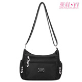 途尊斜挎包女包防水尼龙包简约老年单肩跨包布包女士帆布妈妈包牛津布 黑色