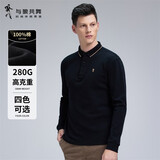 与狼共舞【纯棉舒适】POLO衫男装秋季经典轻商务通勤百搭长袖POLO衫轻正装 001黑色 180/96A