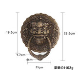 铜匠师 老式双开门把手仿古门环中式狮子头大门拉手古铜兽头把手大拉环 18.5cm古铜色