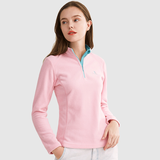 骆驼户外抓绒衣秋冬立领套头保暖情侣抓绒衣 A9W10O3132，浅粉色，女款 L 