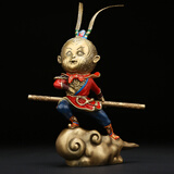 吉善堂全铜孙悟空摆件 齐天大圣猴子工艺装饰品客厅办公室乔迁开业礼品 腾云驾雾 约长12宽7总高23CM