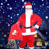 京唐 圣诞节装饰品圣诞老人服装圣诞老爷爷演出衣服男女士成人套装6件