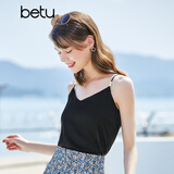 betu百图女装吊带衫打底背心内搭背心外穿V领无袖吊带背心女2204T82 黑色 XS