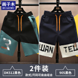 画子木【两件装】冰丝短裤男夏季五分裤宽松外穿大裤衩休闲沙滩裤男中裤 DK512黑色+905黑色（两条装） XL