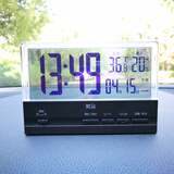 萱品车载时钟温度计夜光摆件车内温湿度计汽车车用时间显示器电子钟表 黑色时钟款