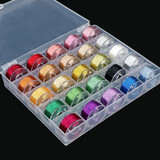 潘兰德绣线彩色金属刺绣缝纫机用手工银编织绳苏绣材料细绣花高亮丝光线 款b一盒25卷（每卷60米）