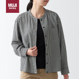 无印良品（MUJI）女式 法兰绒 立领衬衫 黑色X格子 L 