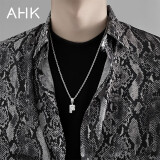 AHK26字母钛钢项链男女士百搭潮流情侣吊坠情人节生日礼物送男女朋友 潮流满钻项链 【F】+品牌礼盒