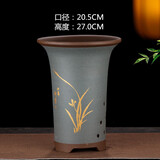 紫砂兰花盆特大君子惠兰花盆墨兰等各种兰花绿植陶瓷紫砂专用花盆 淡绿高兰大号 紫砂 x 中等