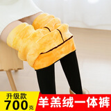 浪莎冬季棉裤女加绒加厚打底裤羊羔绒保暖裤东北特厚超厚七夕送老婆 黄金色羊羔绒700克 1条 均码 （90-140斤）