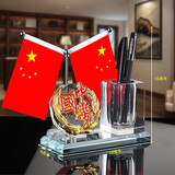 鼎亦高档笔筒摆件办公室桌面装饰品地球仪摆件笔筒简约送礼品创意礼物 中国m款+水晶笔筒x