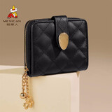 稻草人钱包女短款真皮女士钱夹卡包一体新款牛皮涂鸦拉链小零钱包5卡位 蛇纹扣款16个卡位