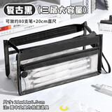 慢作透明笔袋文具盒女男孩铅笔盒文具袋初中生小学生大容量高颜值简约笔袋美术袋多功能考试专用一年级 复古黑/三层大容量/TPU柔软不发黄