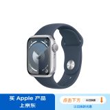 Apple/苹果 Watch Series 9 智能手表GPS款41毫米银色铝金属表壳 风暴蓝色运动型表带S/M MR903CH/A