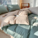 南极人 全棉四件套简约纯色 床上用品被套200*230cm床单枕套 1.5米床