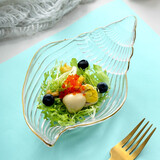 onlycook家用玻璃水果盘餐具创意小碟子精致盘子餐盘菜盘果盘西餐 描金海螺碗 1个 20cm