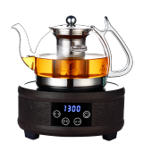 borunHOME  耐热玻璃茶壶电陶炉电磁炉专用黑茶普洱煮茶壶烧水壶泡茶壶套餐 1000ML壶+18黑檀色炉