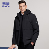 罗蒙（ROMON）棉服男冬季加绒加厚爸爸装棉衣袄商务休闲保暖外套68-2 黑色 L 