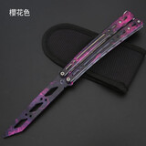 鬼爪（Ghostcr awler）入门级蝴蝶甩手刀折叠练习叨训练耍刀户外防身工具表演叨 樱花配扳手/尼龙套