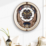 精工日本精工时钟欧式钟表复古18首音乐报时旋转钟摆客厅挂钟44*40cm QXM350G