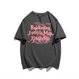 娇茹妮100%纯棉美式国潮宽松短袖T恤女ins2023年超火小众设计感街头上衣 深灰色（230克重磅纯棉） L