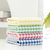 华纱100%纯棉格子方巾厨房毛巾抹布茶巾去污洗碗布柔软吸水不掉毛速干 31x31混色 4条