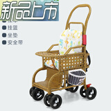 恩曜仿藤婴儿推车夏天藤椅车可坐可躺宝宝轻便手推车儿童藤椅车小推车 坐垫【送大礼包/调节踏板】