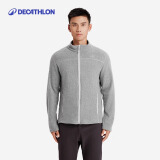 迪卡侬（DECATHLON）摇粒绒外套抓绒衣男保暖户外运动加厚秋绒衣冲锋衣内胆 男款-全拉链-浅灰色 2XL