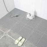 雪中送毯浴室防滑垫家用淋浴洗澡厕所卫生间防滑地垫隔水防水疏水脚垫满铺 纯灰色 加厚款30CM*30CM/片(12片装)