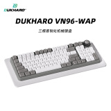 DUKHARO 杜卡洛 VN96机械键盘 三模RGB热插拔 蓝牙无线游戏办公 旋钮键盘程序员礼物 VN96-碳素灰  DUKHARO-MO绿轴V2