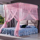 圣安贝（ShenAnBei） 圣安贝 蚊帐不锈钢加厚30MM粗管伸缩1.8m三开门免打墙 粉色一代U形三开门 200cm*150cm*220cm 长宽高