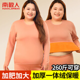 南极人加肥加大女士保暖内女加绒加厚大码中老年秋衣秋裤套装粉色3XL