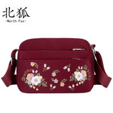 瑾安（JINAN）妈妈女包单肩斜挎包中老年人妇女士斜跨帆布小包包零钱老人斜背包 红色