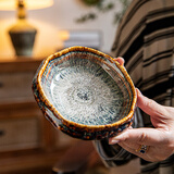 悠瓷（youcci）精致料理餐厅小菜碟异形高足陶瓷甜品小吃碟子个性创意火锅调味碟 火岩-5英寸四脚异形碟