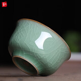 灵青坊青瓷功夫茶杯单个陶瓷手工主人杯单杯茶具小茶杯茶盏茶碗哥窑铁胎冰裂釉品茗杯不烫手开片可养 哥窑梅子青