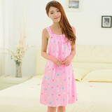 米嘟尔夏季新女式吊带睡裙浪漫公主无袖丝质甜美少女花朵睡衣家居服 粉色桃心(FZS吊带裙)