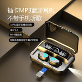 卢登数显可插卡入耳式TWS蓝牙耳机运动可存歌曲自带内存mp3一体式插SD卡帮下载音乐久戴不疼带手电筒 标配版【黑色】