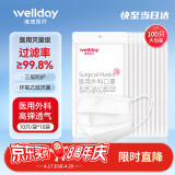 维德（WELLDAY）一次性医用外科口罩100只（每10只独立包装*10袋）二类医疗器械无菌级防沙尘防晒口罩挂耳式