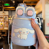 GULOO儿童保温杯大容量库洛米316不锈钢双饮水壶学生上学便携吸管杯子 大耳狗 620ml 【双饮+吸管】